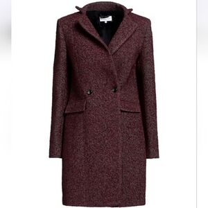 Patrizia Pepe Cappotto Burgundy Double Breasted Wool and Acrylic Coat Size 4 NWT